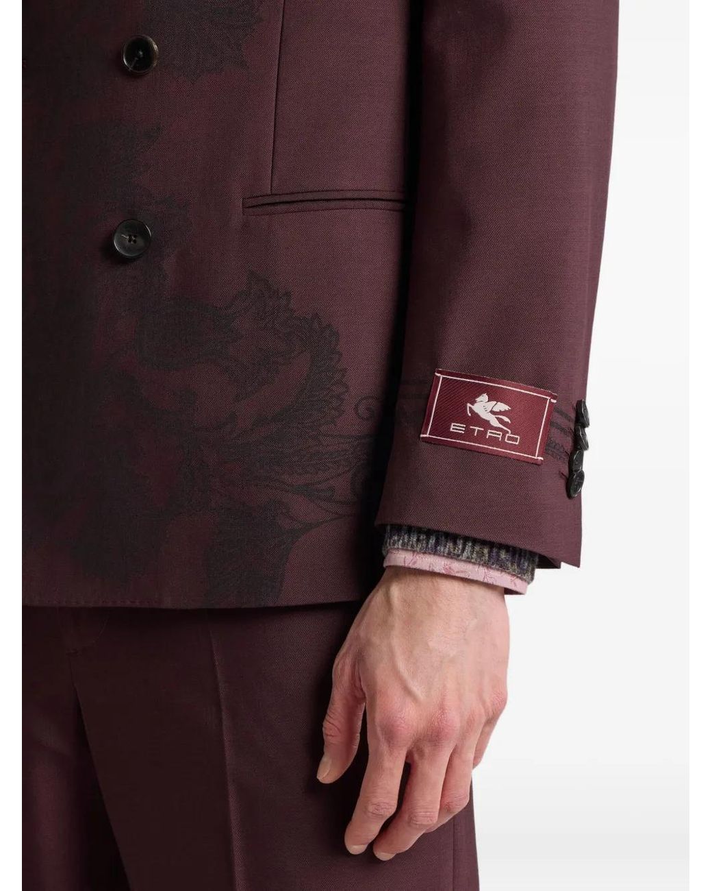 Etro Purple Double-Breasted Jacket With Placed Motif for men