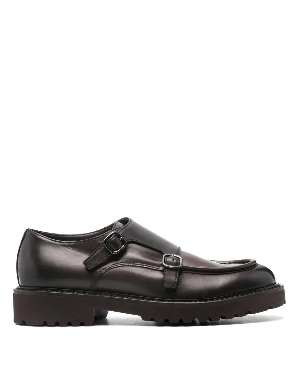 Doucal's Brown Leather Monk Shoes for men