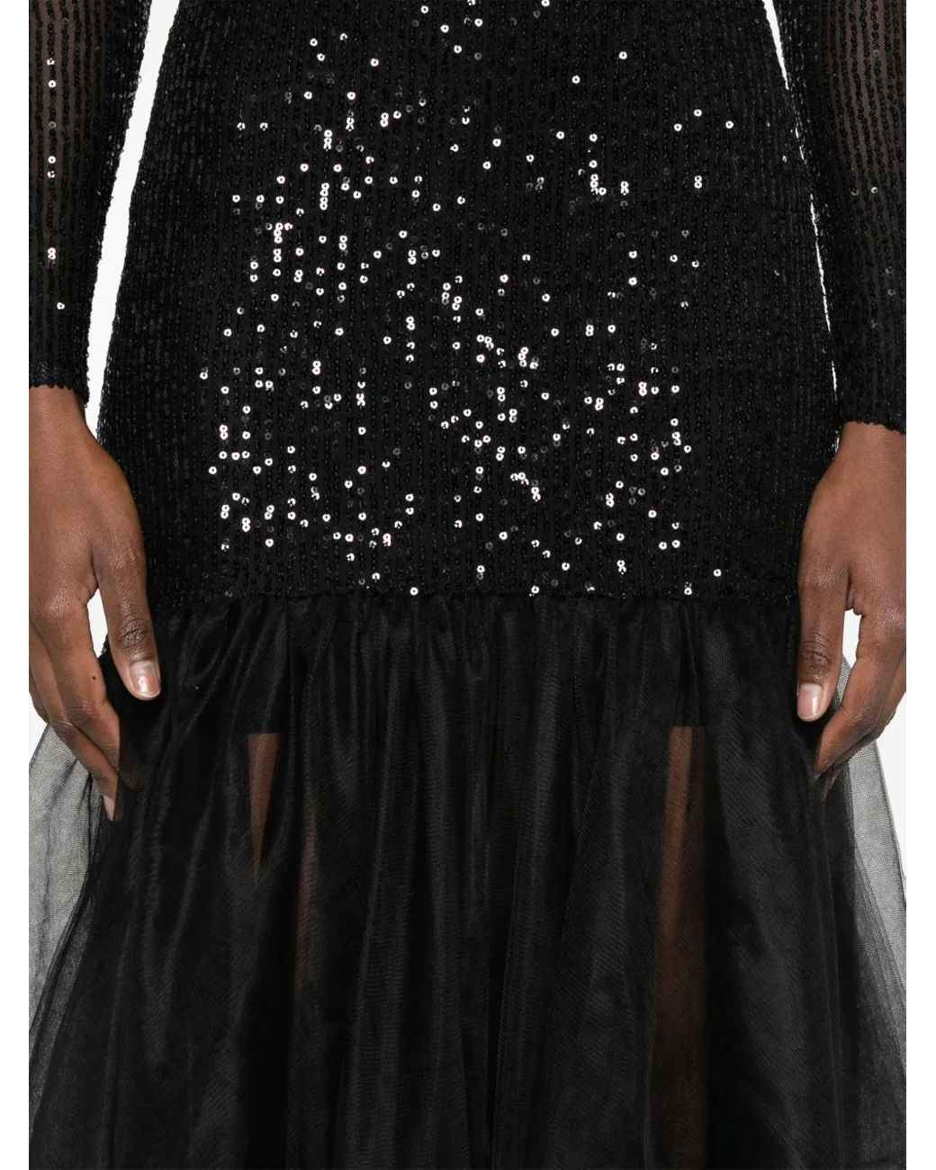 Atu Body Couture Black Sequined Mermaid Maxi Dress