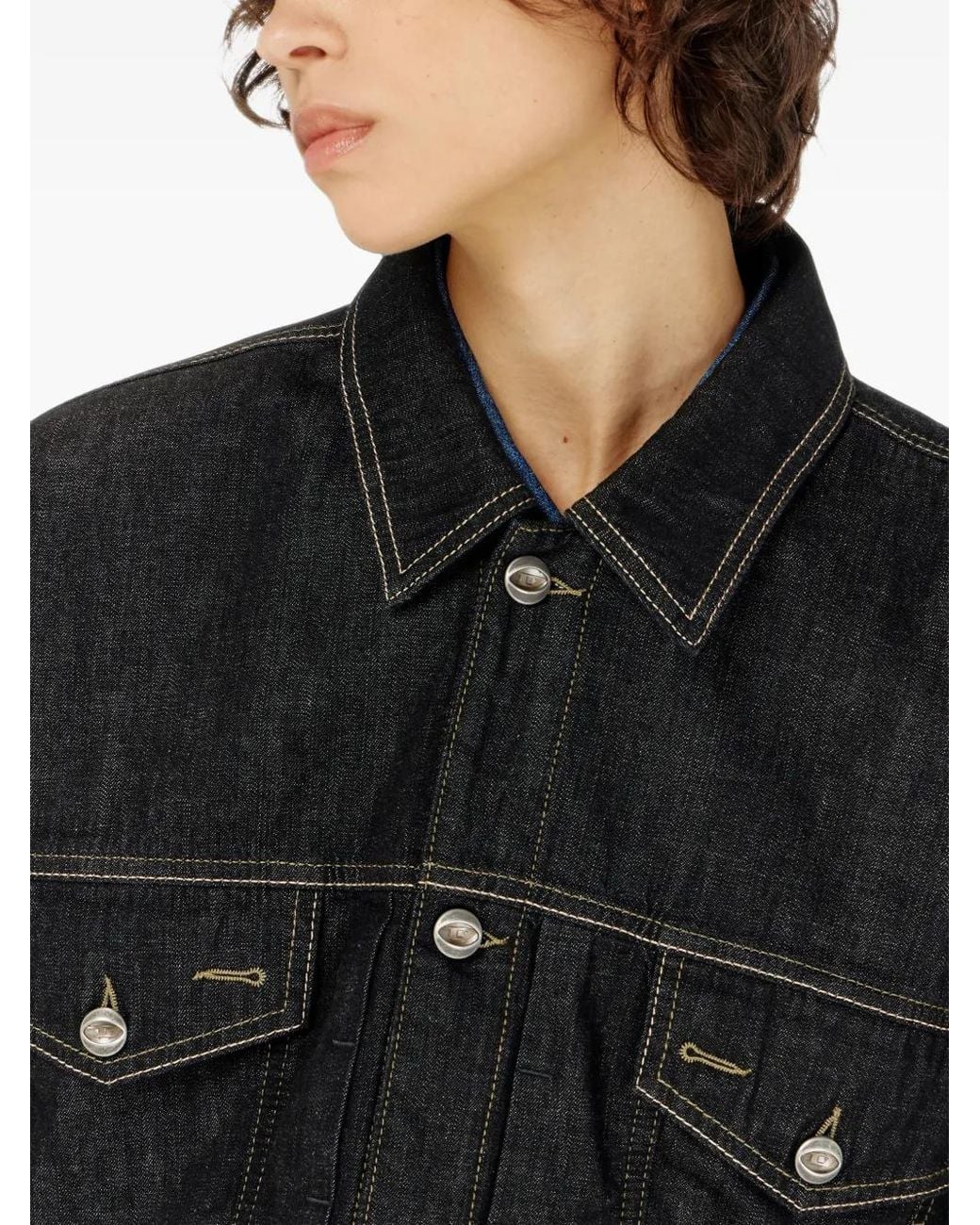 DIESEL Black Oversized Cropped Trucker Jacket