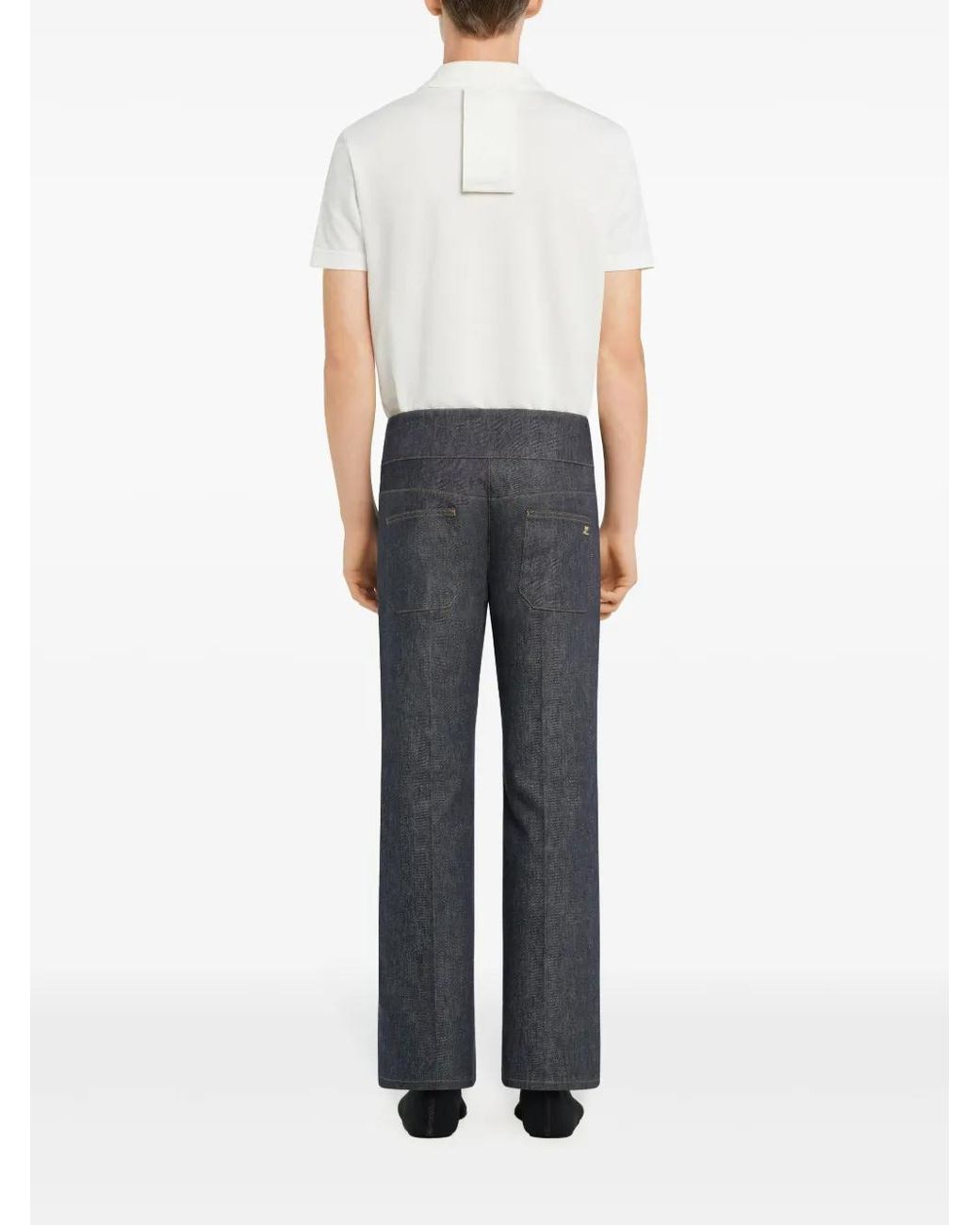 Courreges White Classic Short-Sleeve Polo for men