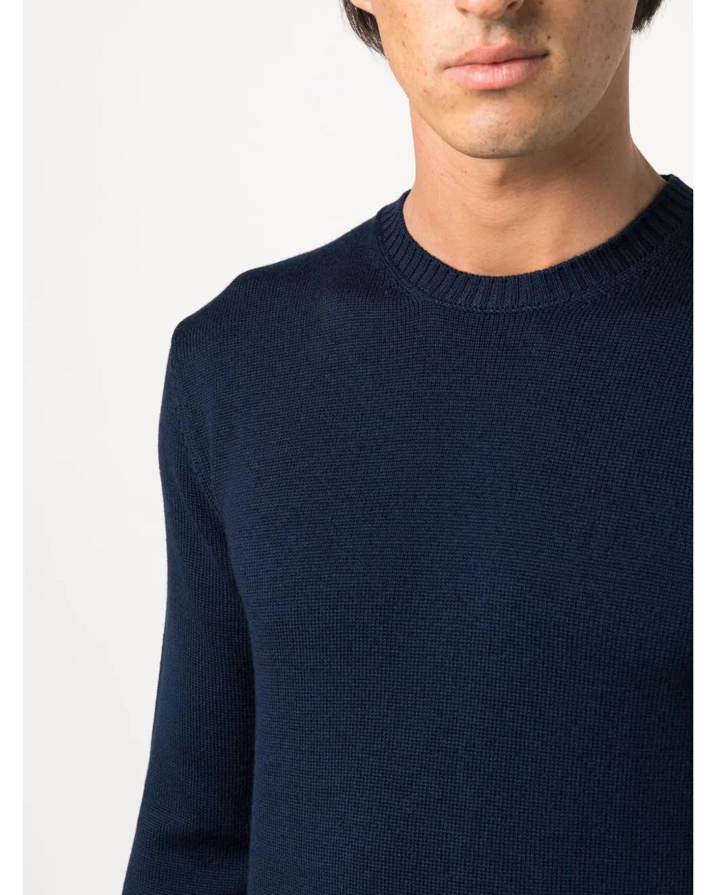 Ballantyne Blue Round-Neck Wool Jumper for men
