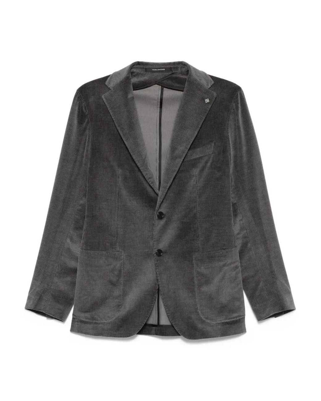 Tagliatore Gray Corduroy Two-Button Jacket for men