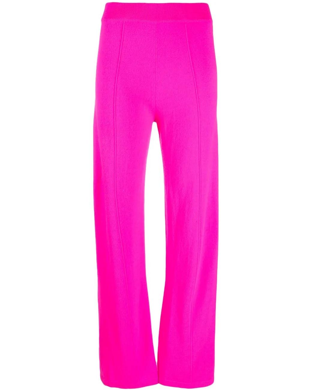 Chinti & Parker Pink Fine-Knit Wide-Leg Track Pants