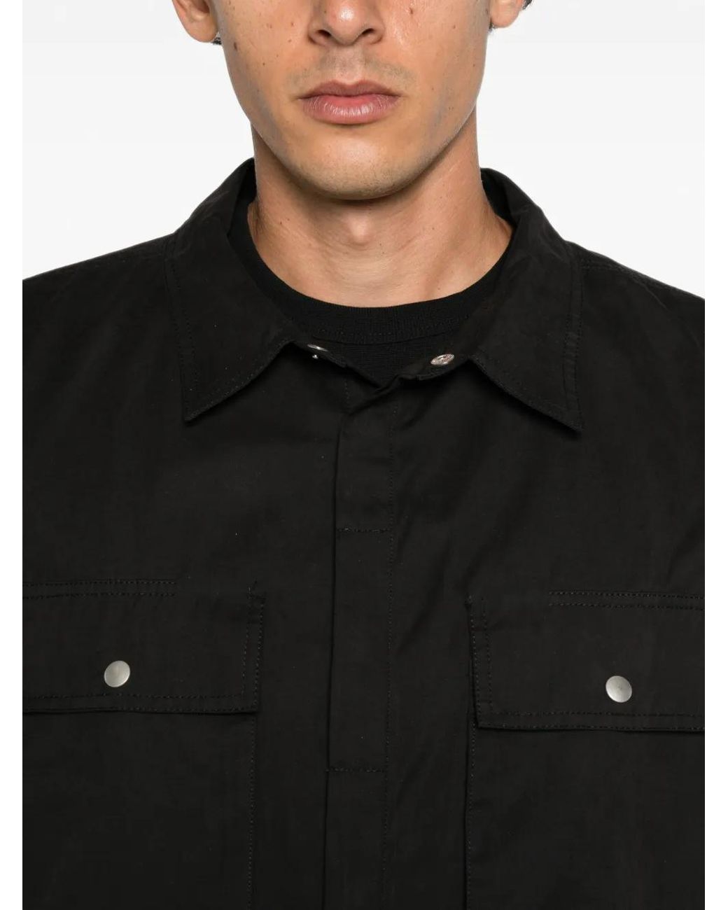 Thom Krom Black Flap-Pocket Long-Sleeve Shirt for men