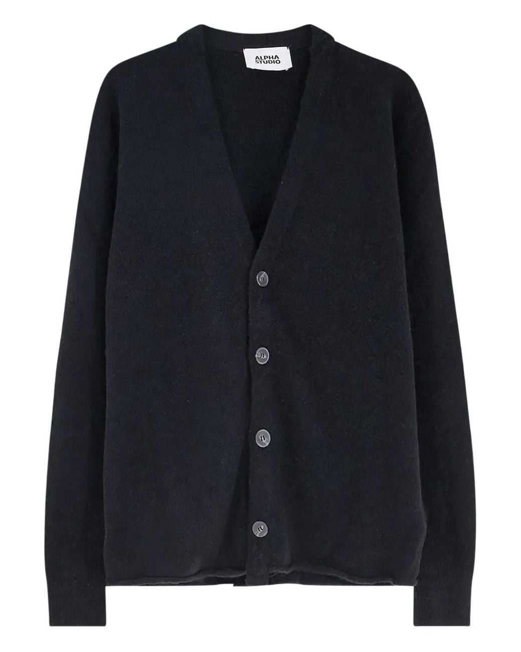Alpha Studio Black Button V-Neck Cardigan for men