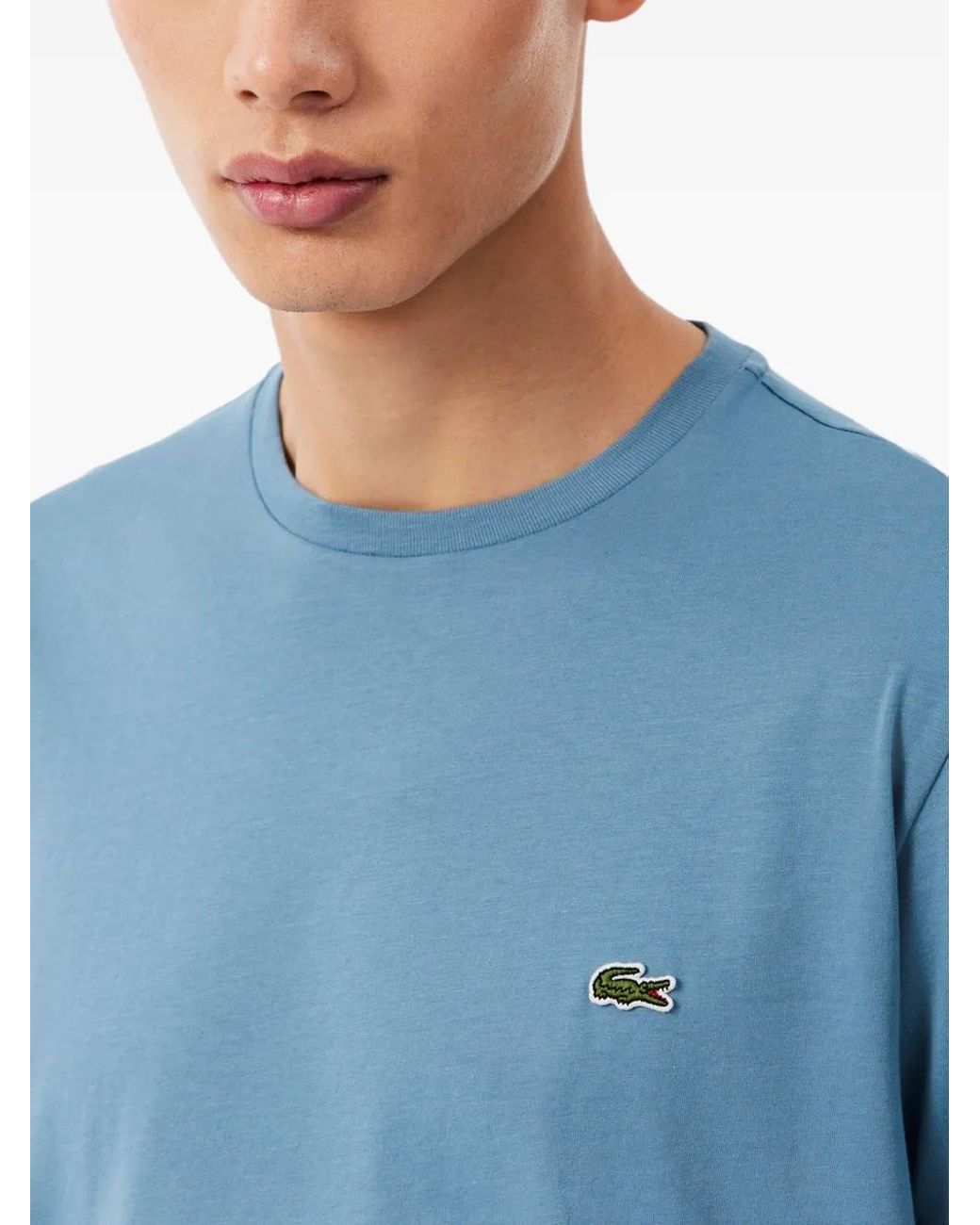 Lacoste Blue Pima Logo-Patch T-Shirt for men