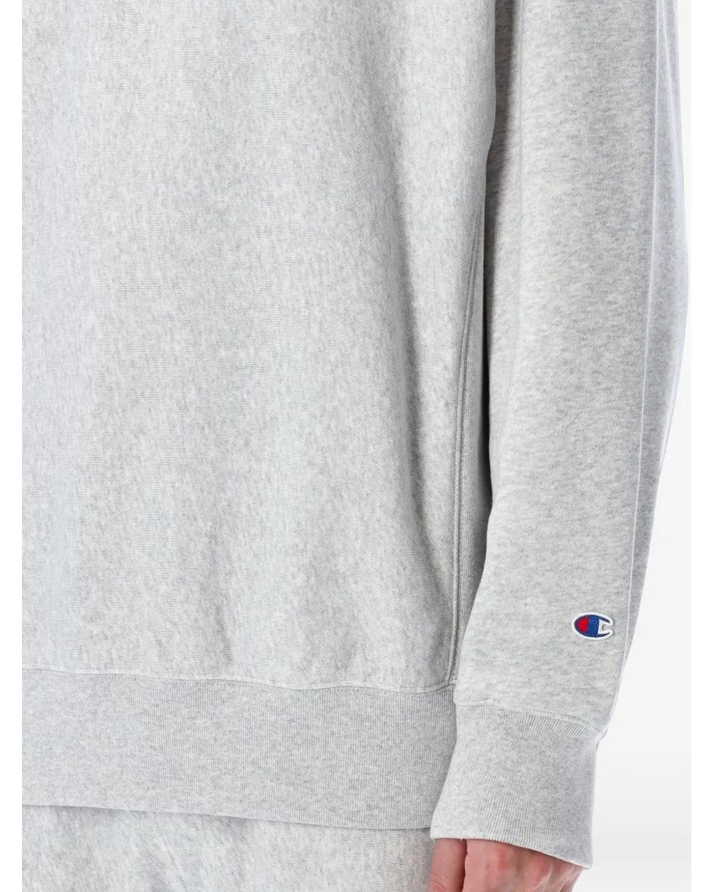 Champion Gray Logo-Patch Crew-Neck Sweater for men