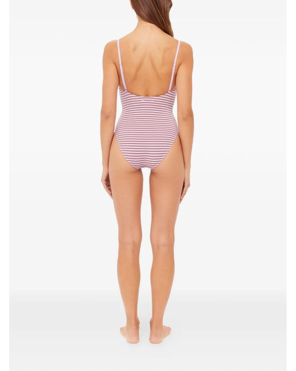 The Upside Purple Miami Flow Horizontal-Stripe Swimsuit