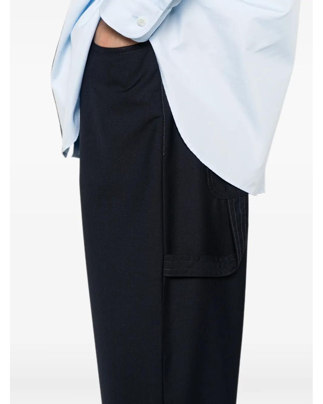 Moschino Blue Belt-Loop Pocket Trousers for men