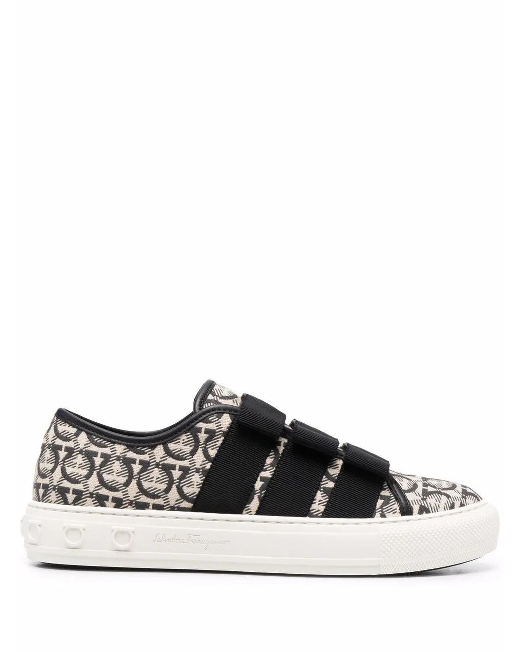 Ferragamo Black Gancini And Vara Bow Low-Top Sneakers