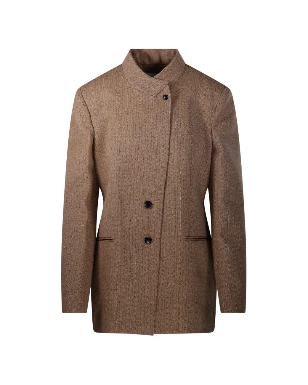 Rohe Brown Veste Rayée À Col Montant