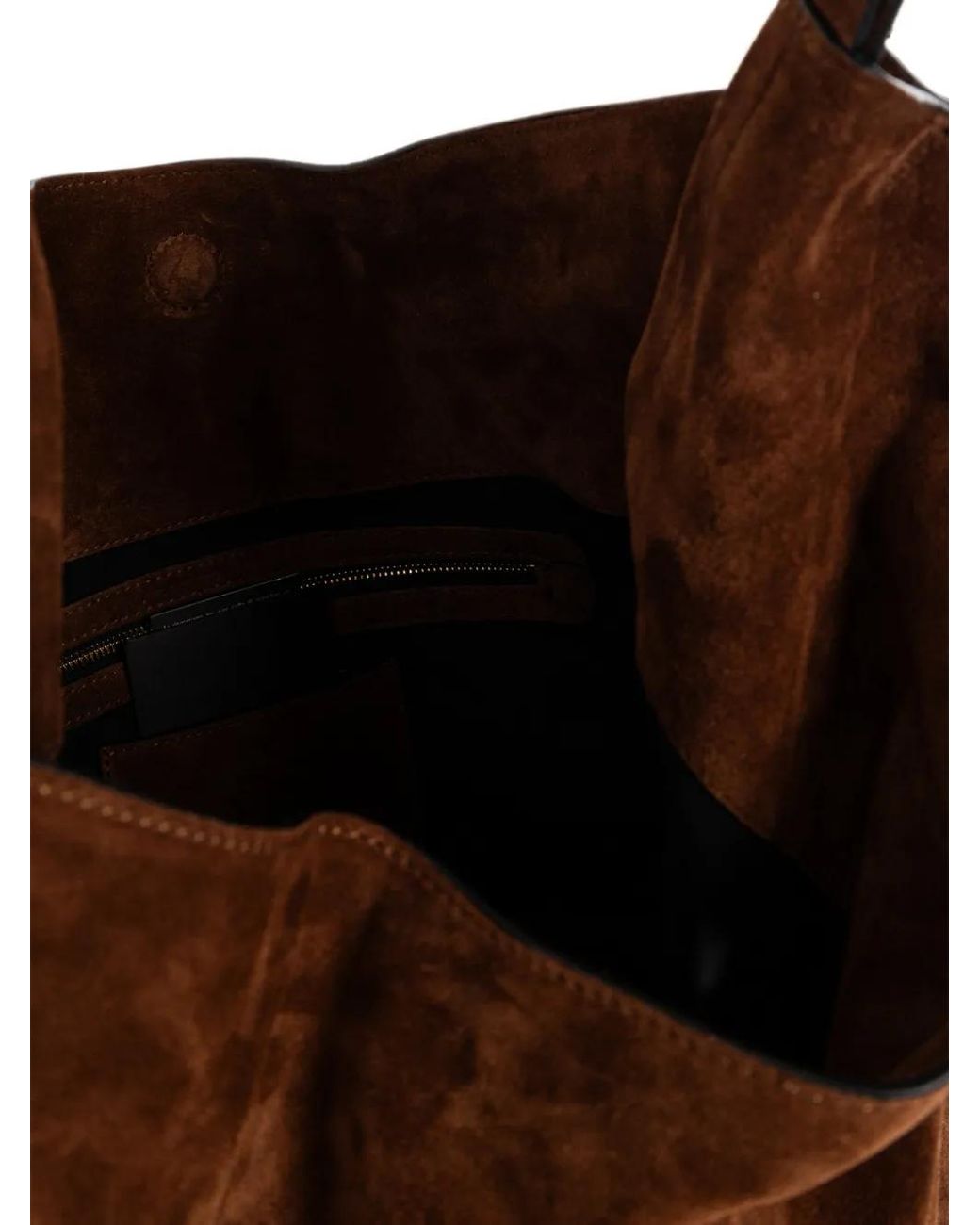 Moschino Brown Handle Me Suede Bucket Bag
