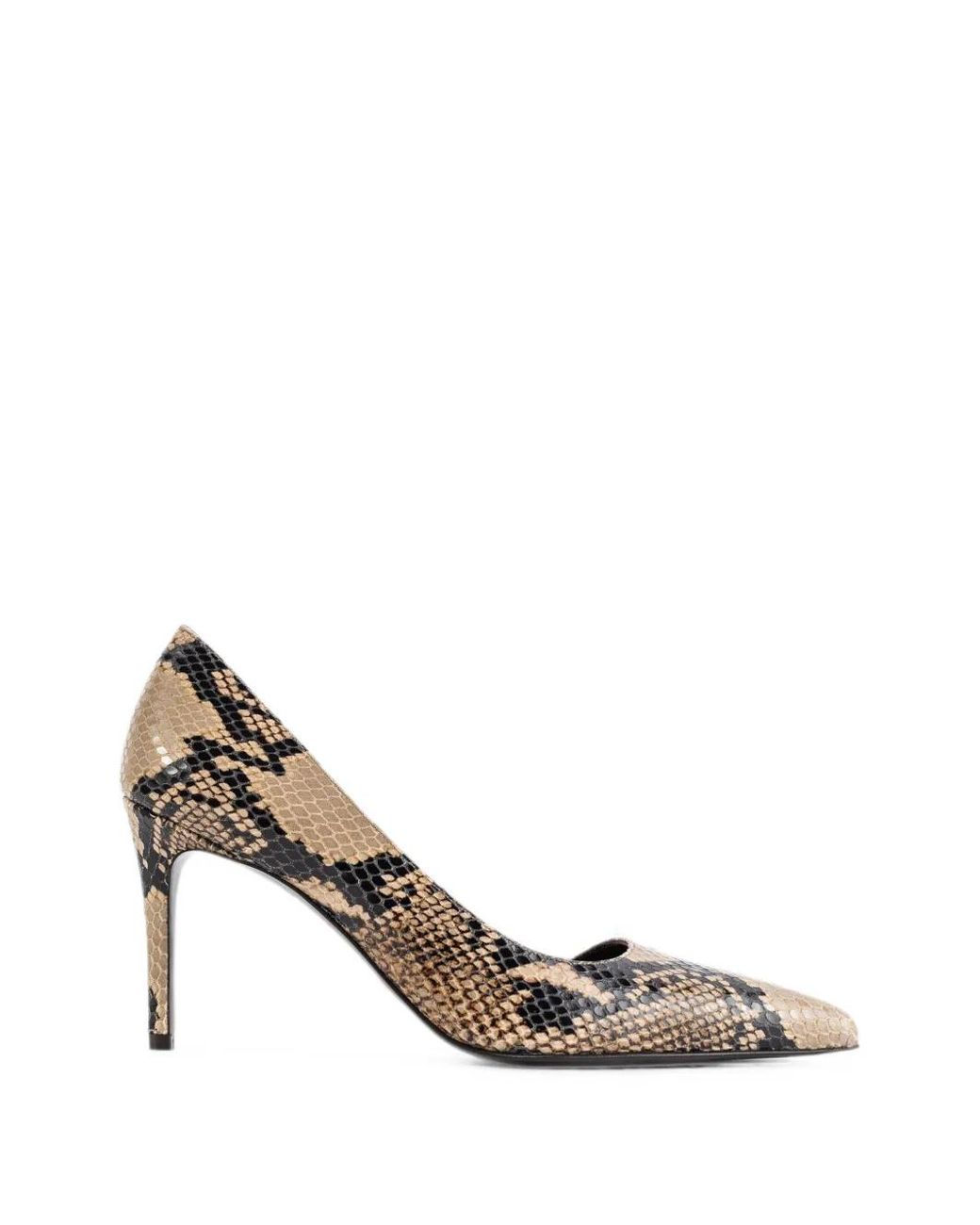 Khaite Metallic Taupe Python-Embossed Calf Leather Jett D'Orsay Pumps With Side Cut-Out