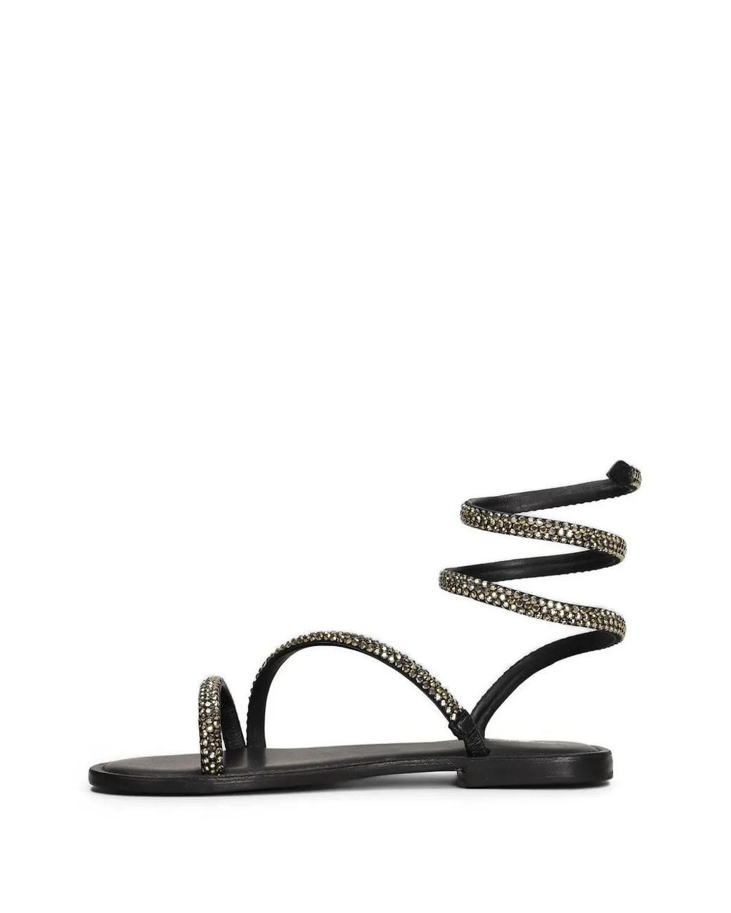 Fusion Black Crystal-Embellished Wrap-Around Sandals