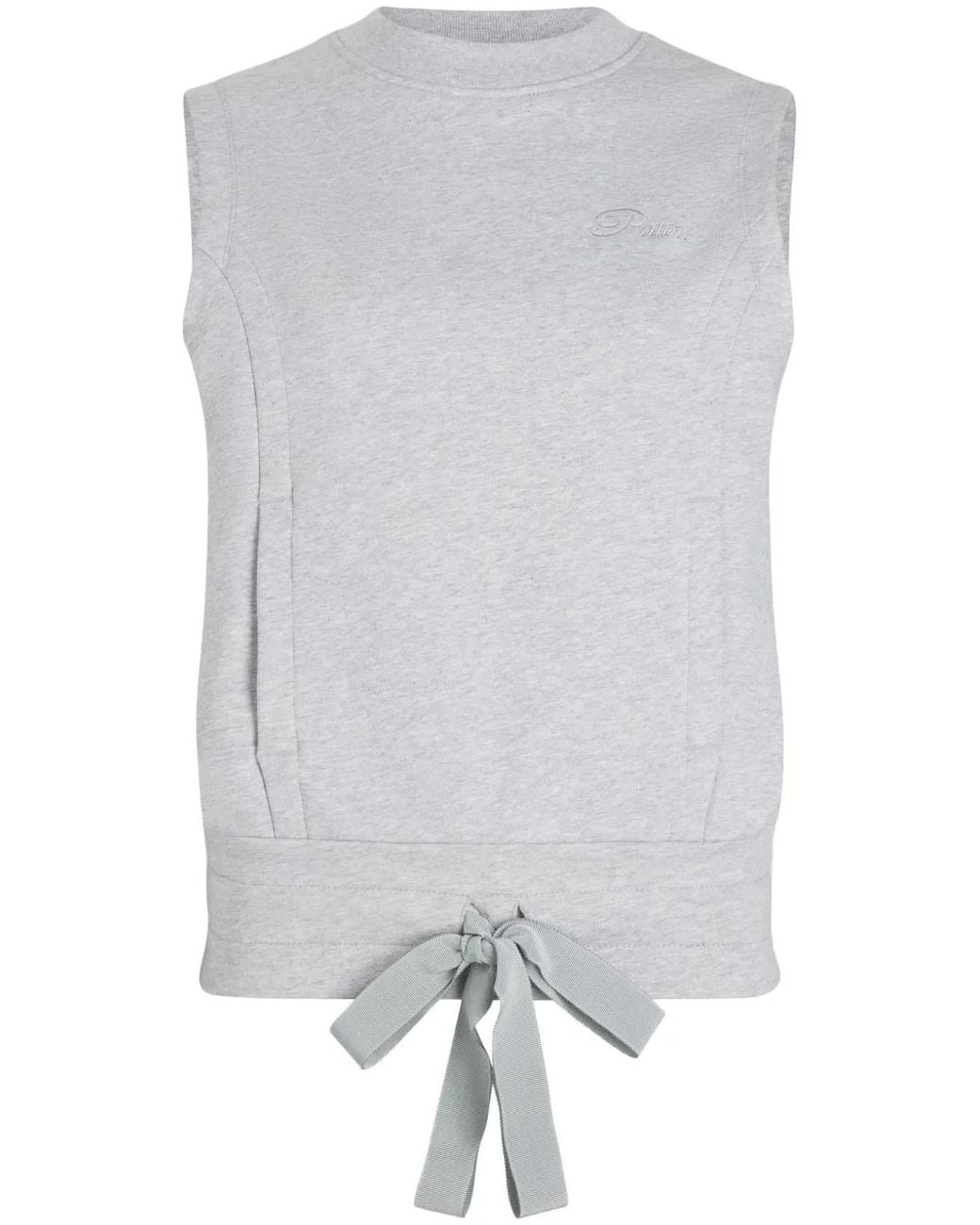 Patou Gray Logo-Embroidered Sleeveless Sweatshirt