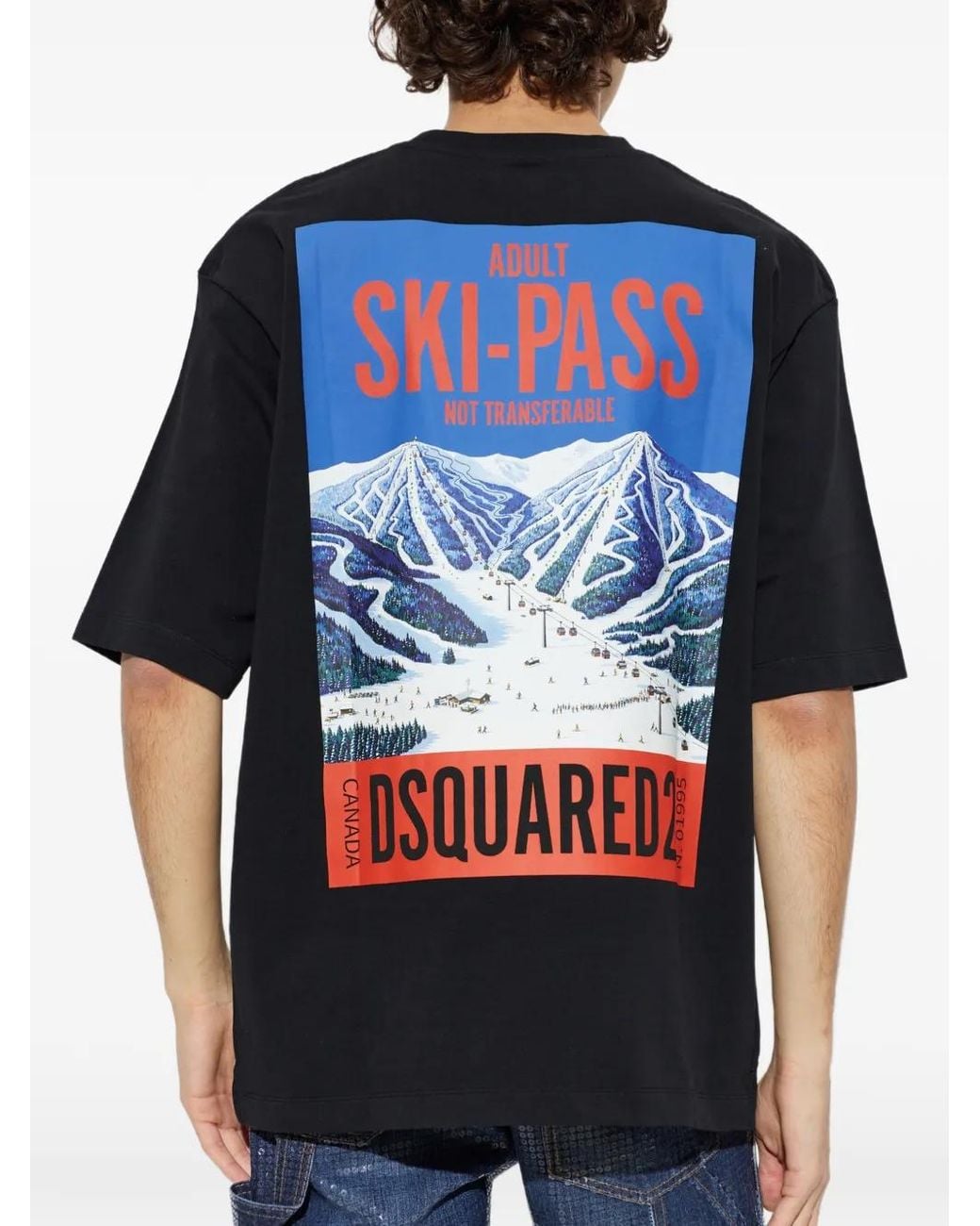 DSquared² Blue Logo-Print Ski-Pass T-Shirt for men