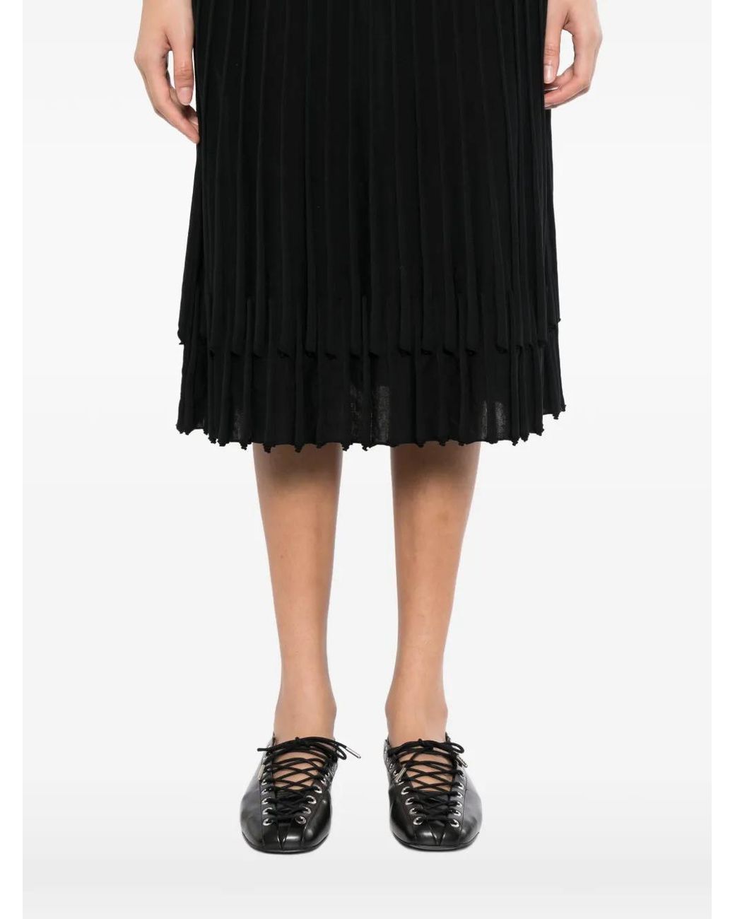 JNBY Black Textured Midi Skirt