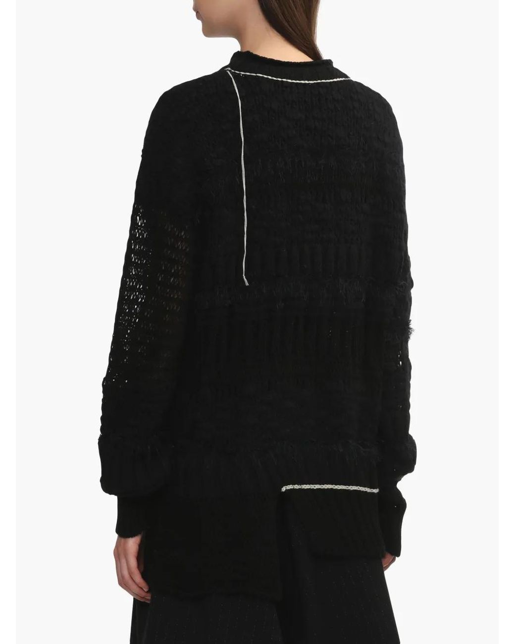Y's Yohji Yamamoto Black Contrast-Stitching Jumper