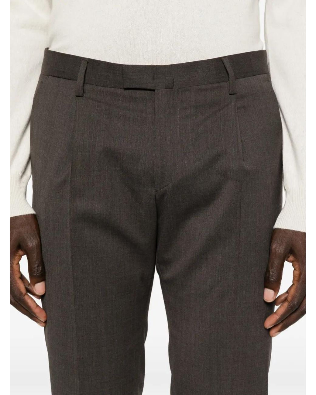 Briglia 1949 Gray Pleated Turned-Up Trousers for men