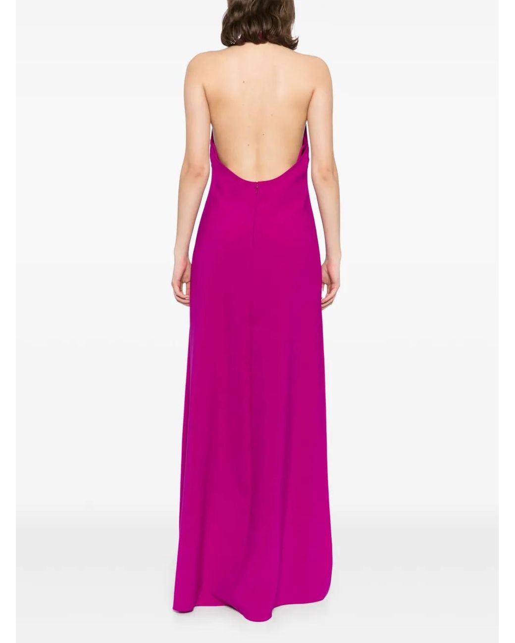 Amsale Pink Italian Stretch Crepe Halter Dress
