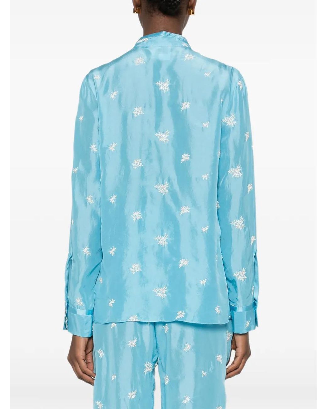 Forte_forte Blue Floral Chest-Pocket Shirt