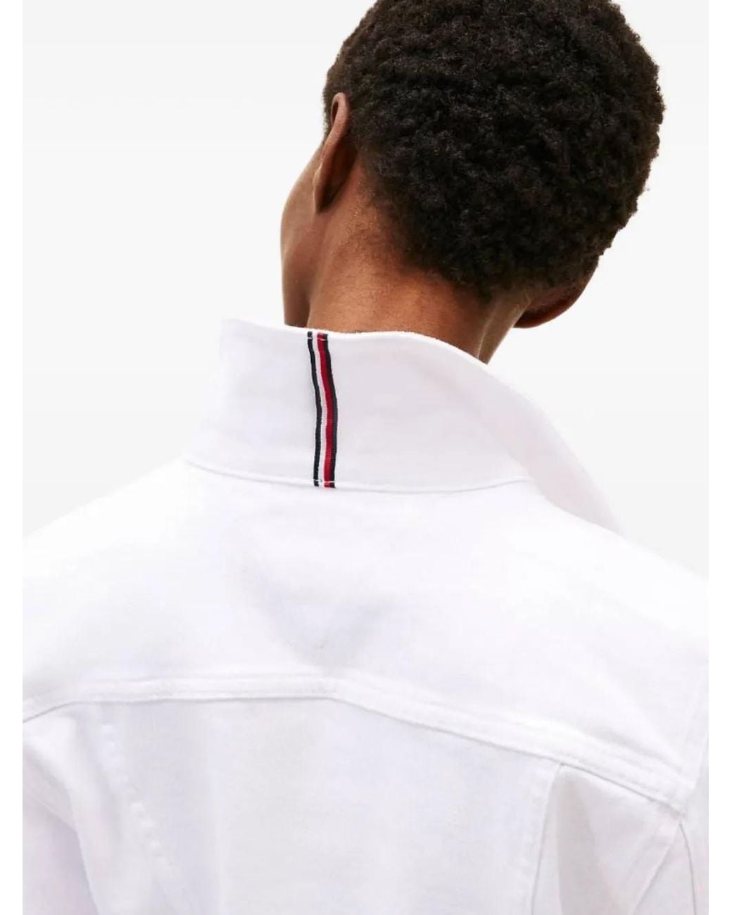 Tommy Hilfiger White Cropped Denim Flap Jacket