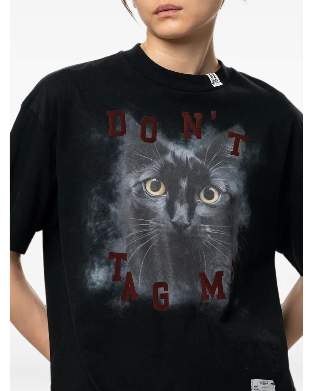 Maison Mihara Yasuhiro Black Cat-Printed T-Shirt