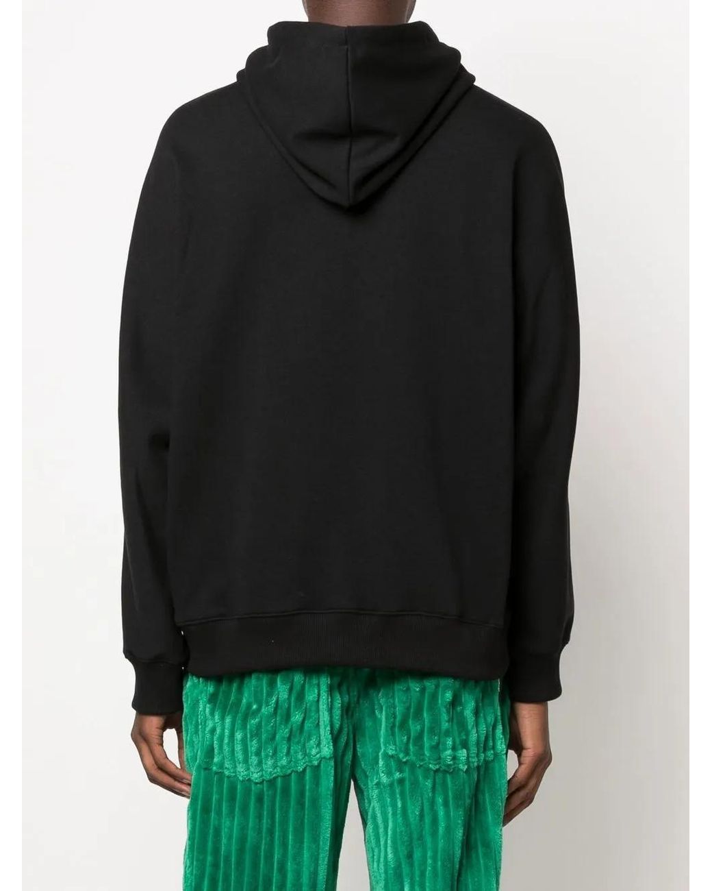 MSGM Black Appliqué Logo Hoodie for men