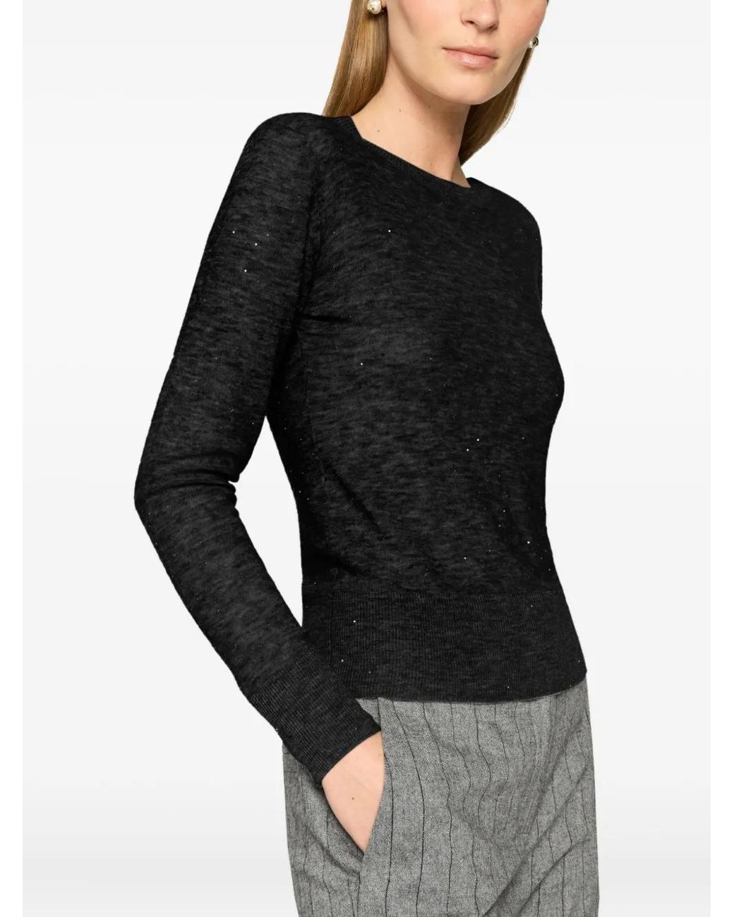 Genny Black Crew-Neck Long-Sleeve Sweater
