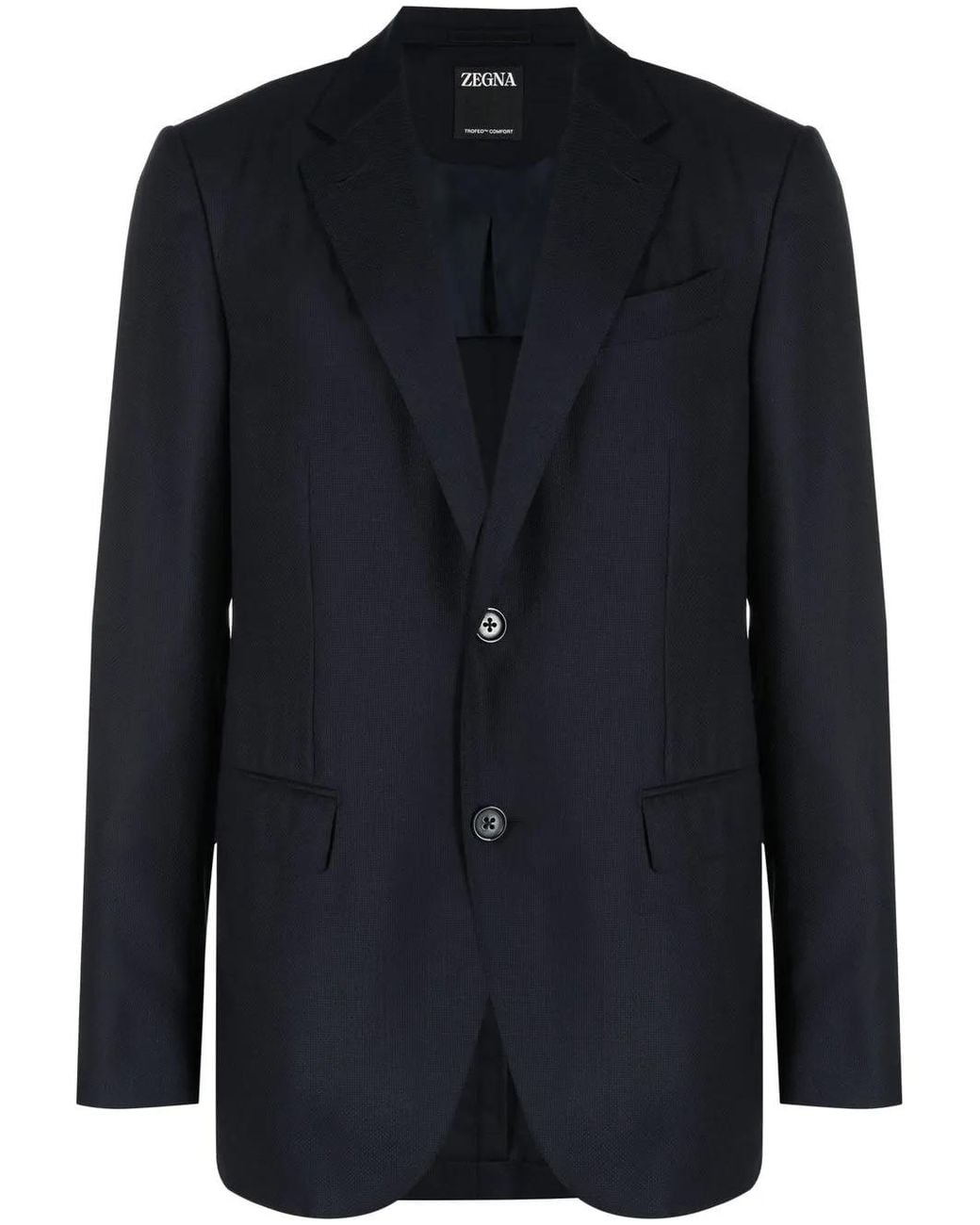 Zegna Blue Single-Breasted Blazer for men