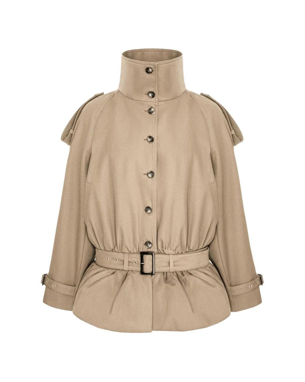 SEEN USERS Natural Storm Belted Short Trench Coat