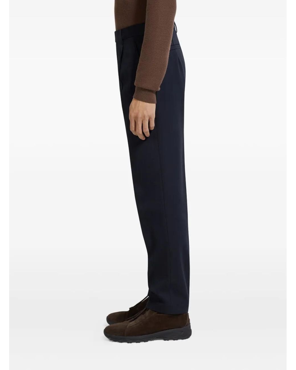 Zegna Blue Cotton And Wool Trousers for men