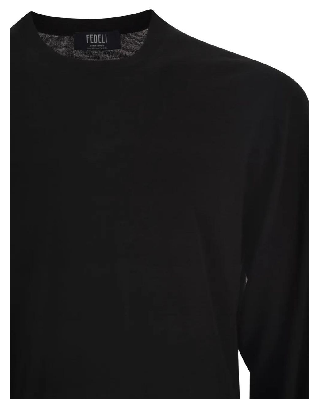 Fedeli Black Argentina Crew-Neck Sweater for men