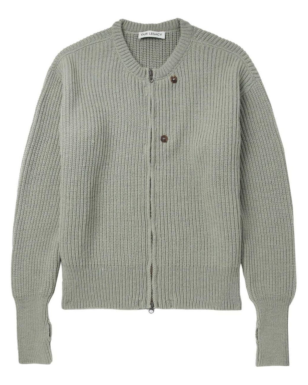 Our Legacy Ribbed Virginwool Cardigan in Gray for Men Lyst