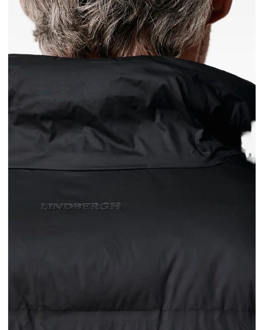 Lindbergh Black High-Neck Quilted Jacket for men