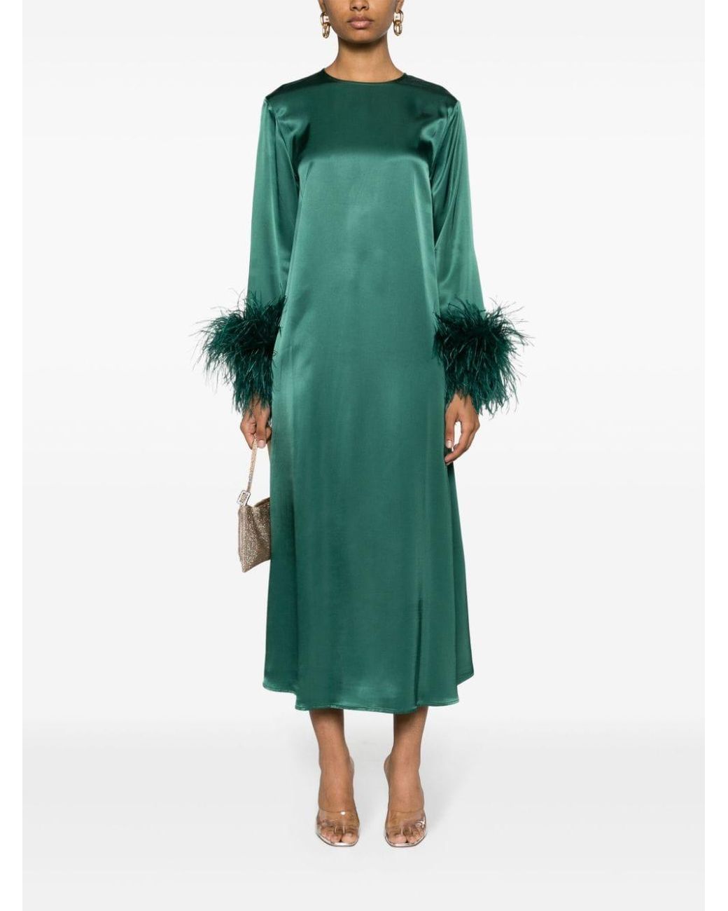 green emerald velvet dress Suzi Maxi Dress with Detachable Feathers main image 1