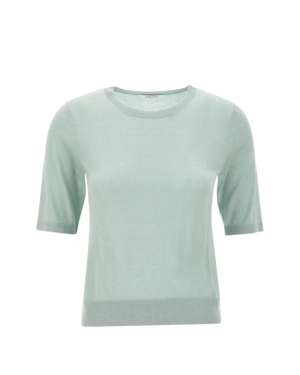 Kangra Blue Short-Sleeve Ribbed-Trim T-Shirt