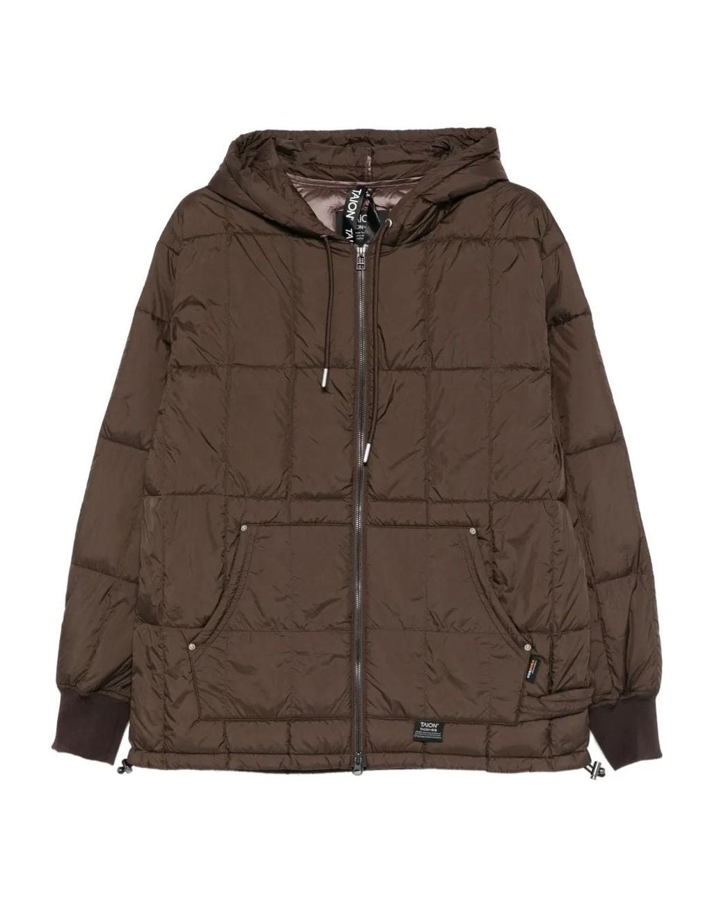 Taion Brown Hooded Quilted Jacket for men