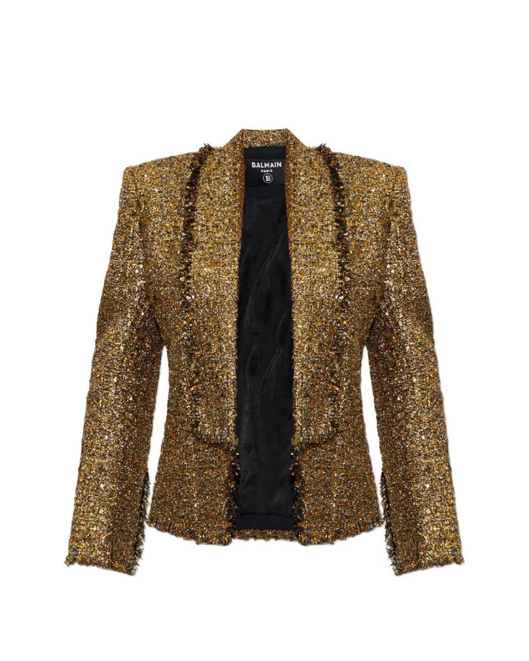 Balmain Green Blazer En Tweed À Sequins