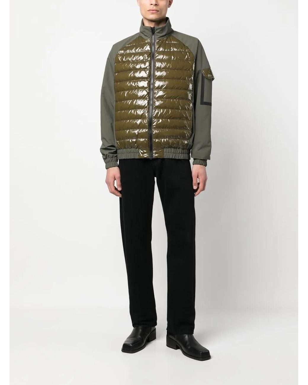 Herno Green Feather Down Zip-Up Jacket for men