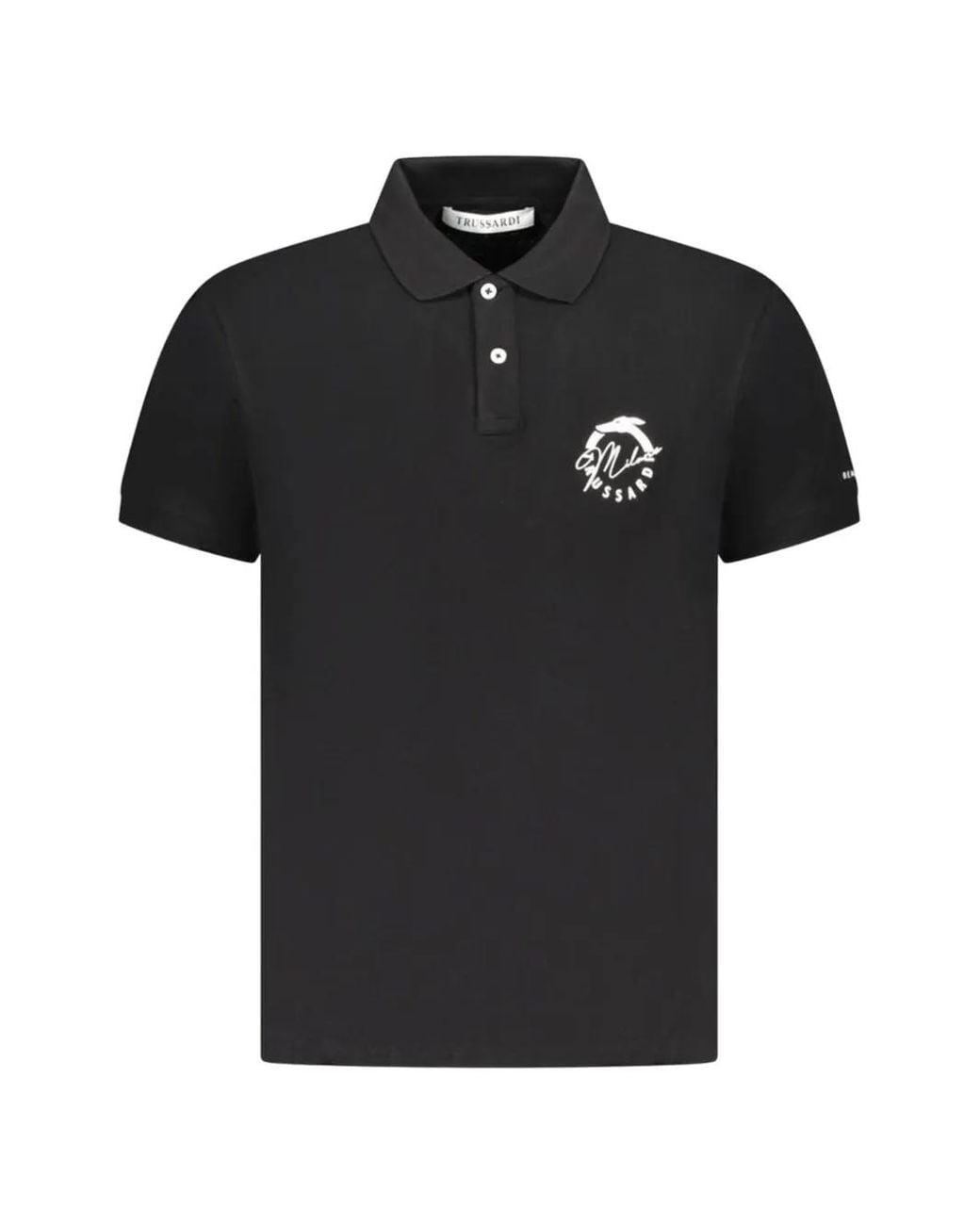 Trussardi Black Logo-Print Short-Sleeve Polo Shirt for men