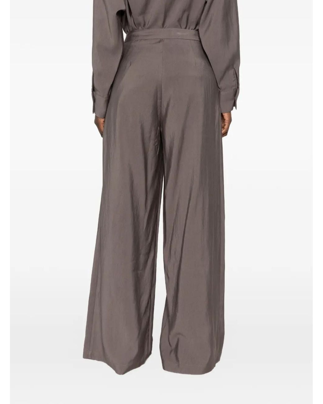 ELEH Gray Pleated Wide-Leg Trousers