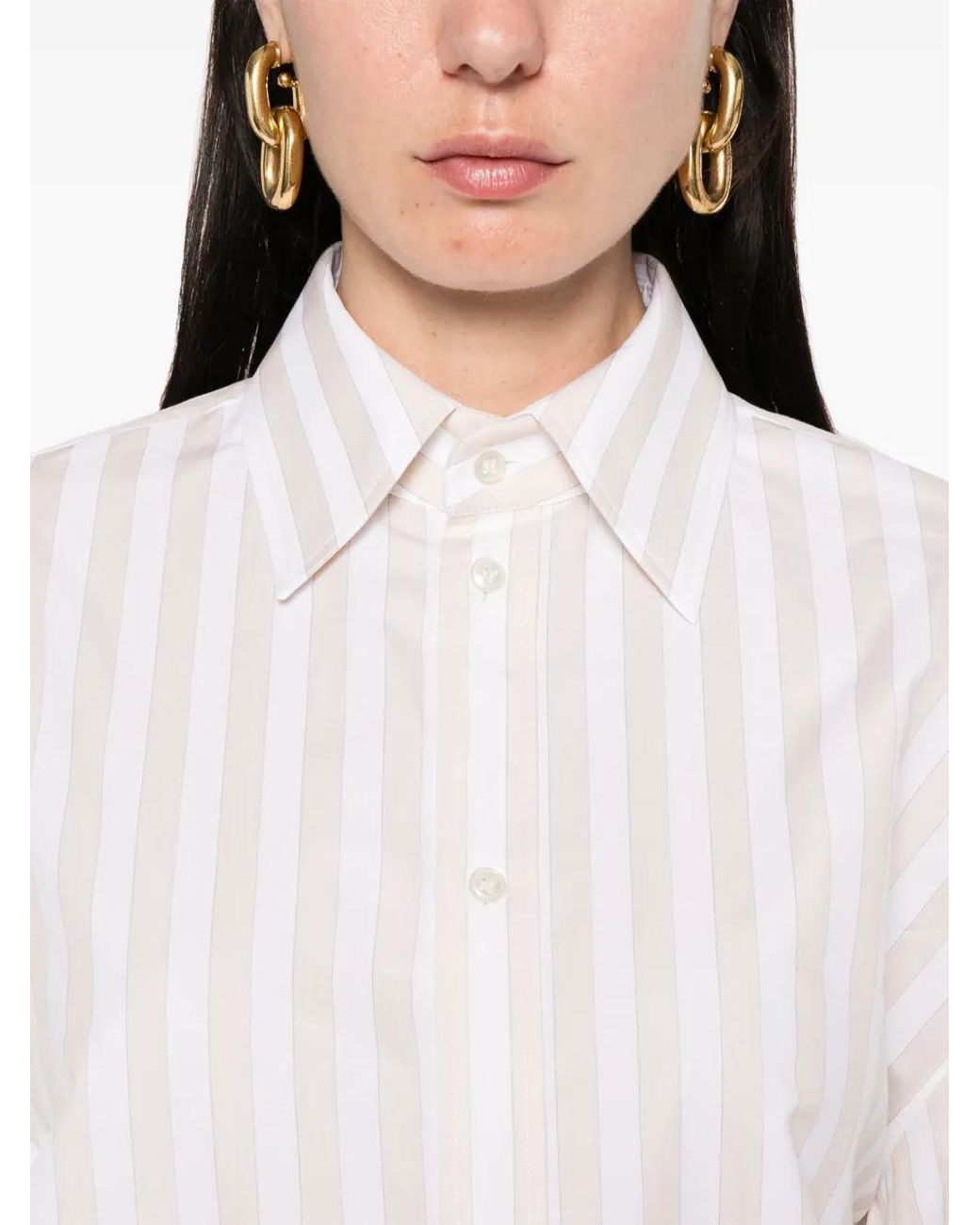 Saint Laurent White Striped Shirt