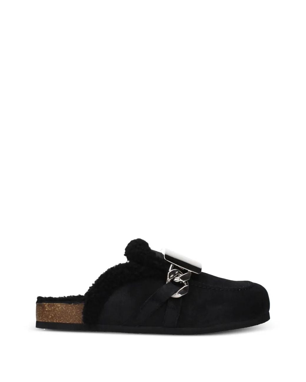 J.W. Anderson Black Oversized Chain-Link Shearling Mules for men
