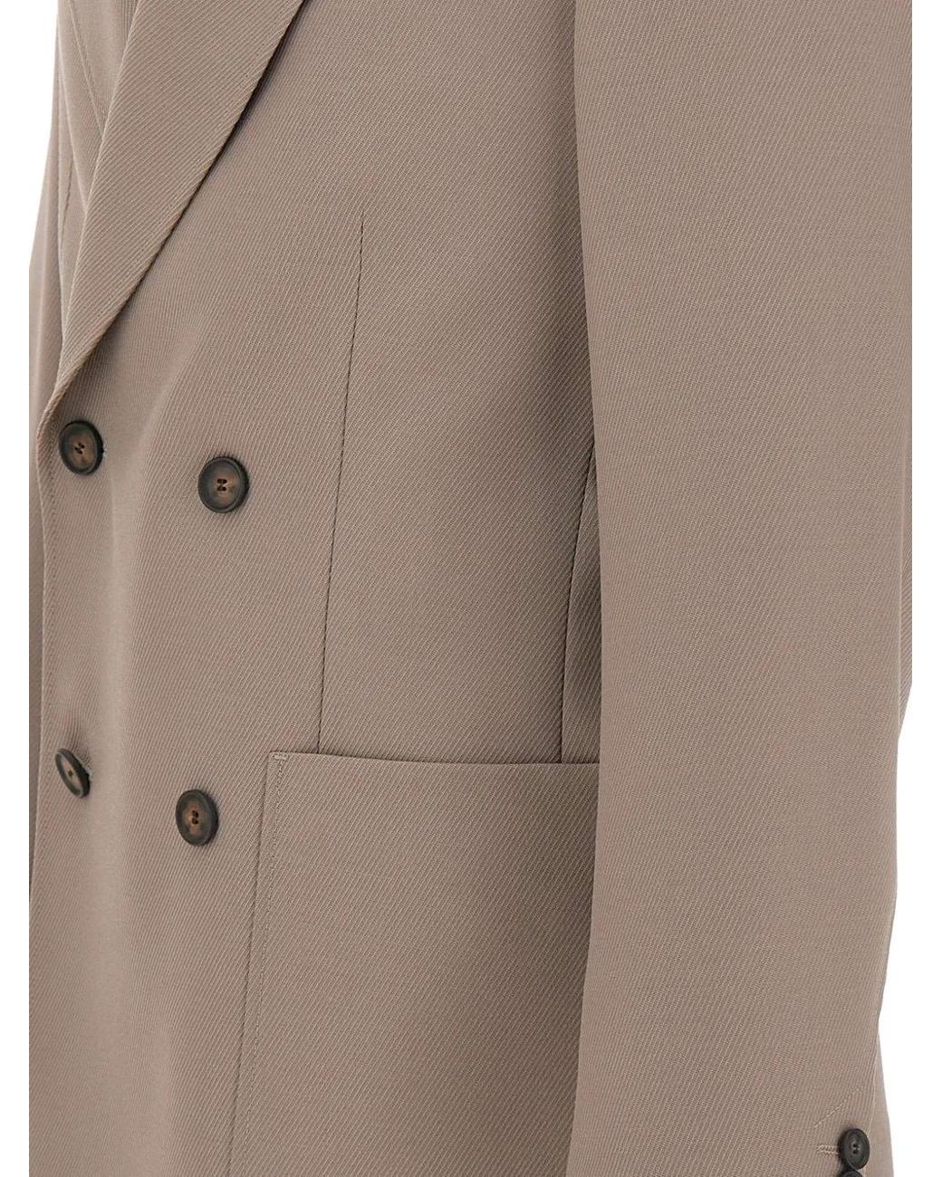 Boss Gray Double-Breasted Micro-Twill Blazer for men