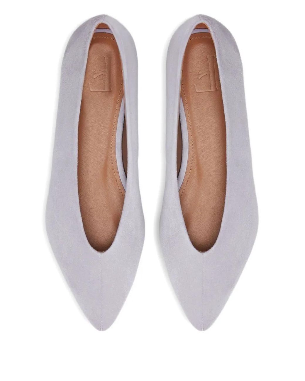 Flattered Gray Pointed-Toe Suede Flat Pumps