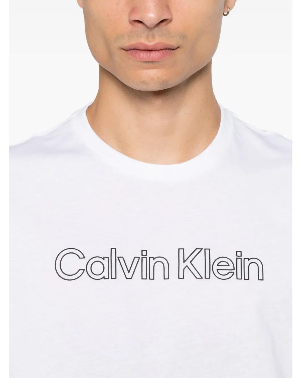 Calvin Klein White Logo-Print T-Shirt for men