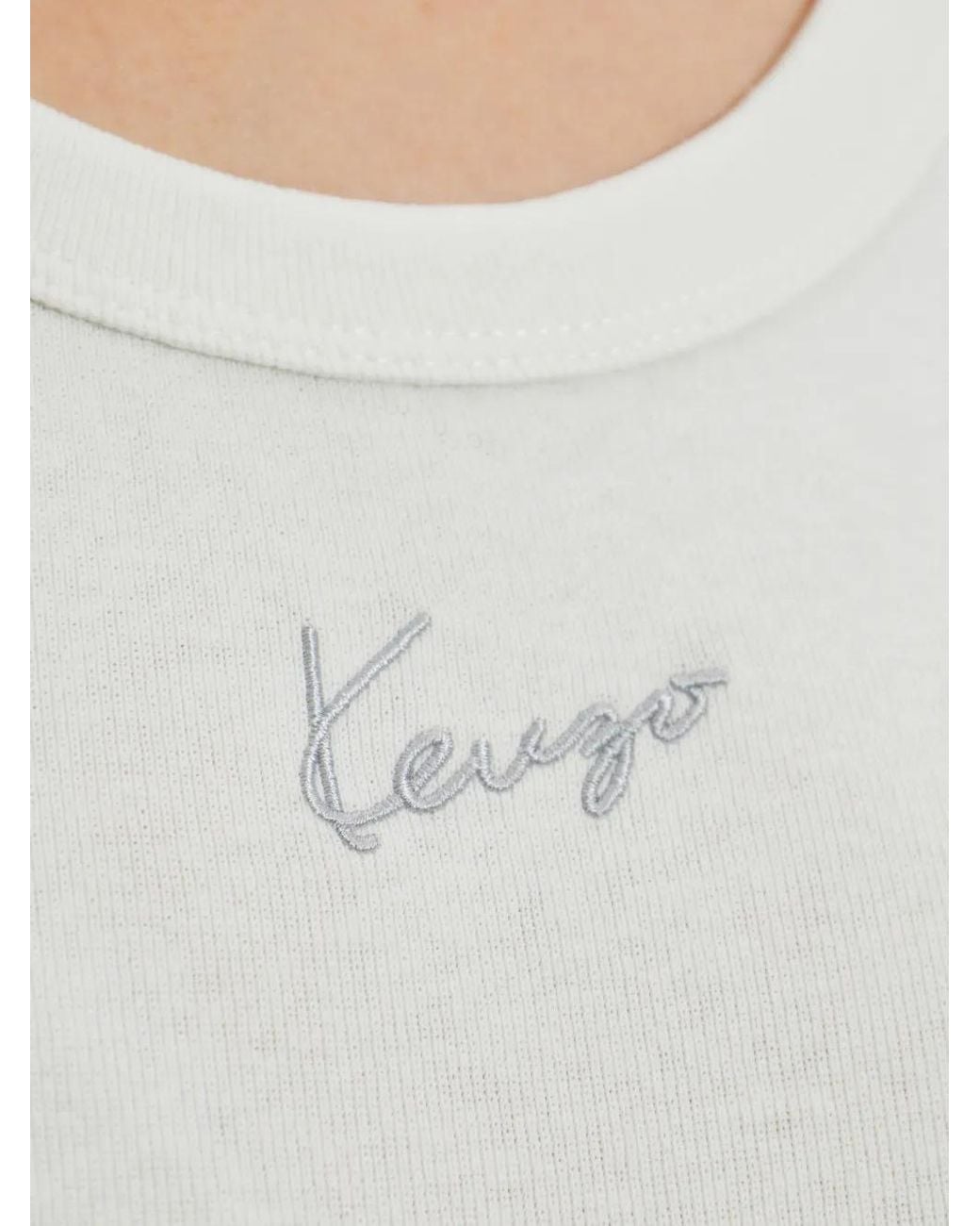 KENZO White Signature Logo-Embroidered Cotton Tank Top