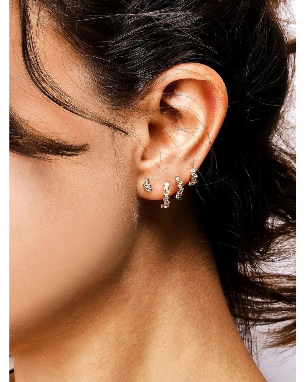 Lark & Berry White 14Kt Rose Veto Diamond And Sapphire Earring